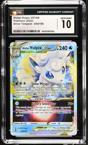 CGC: Gem Mint 10 Alolan Vulpix VSTAR 034/195