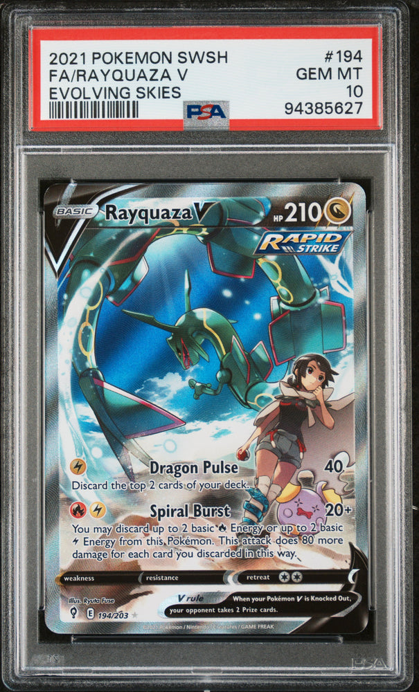 PSA: GEM MT 10 FA/RAYQUAZA V 194