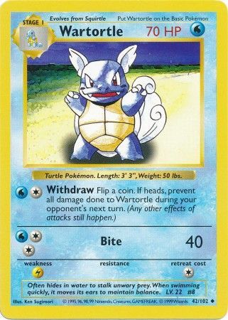 Wartortle (42/102) [Base Set Shadowless Unlimited]